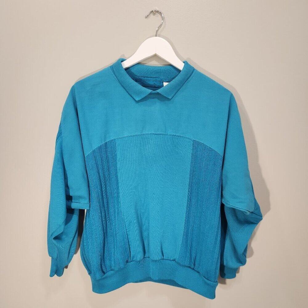 Vintage Women's 80's Polo Sweater San Francisco Sport Tourquoise - Size M